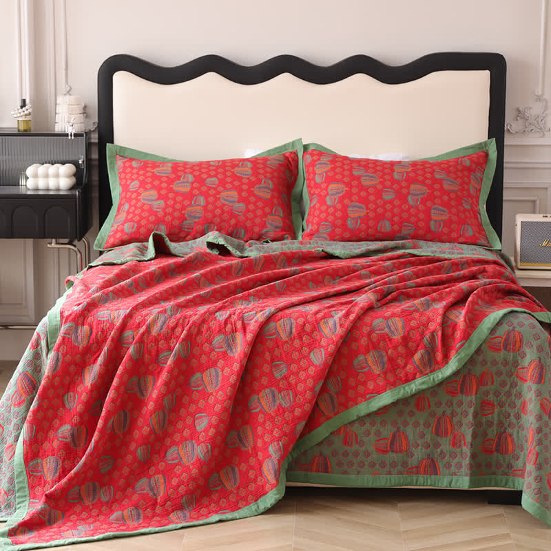 Organic Cotton Reversible Quilt | Eco-Friendly Jacquard | Available in Full, Queen, King Sizes