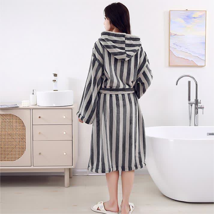 Hooded Bathrobe | Plush Microfiber Flannel | Cozy with Pockets