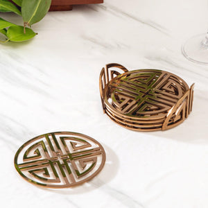 Steel Coaster Set | Elegant Round Design | Set of 4 with Stand