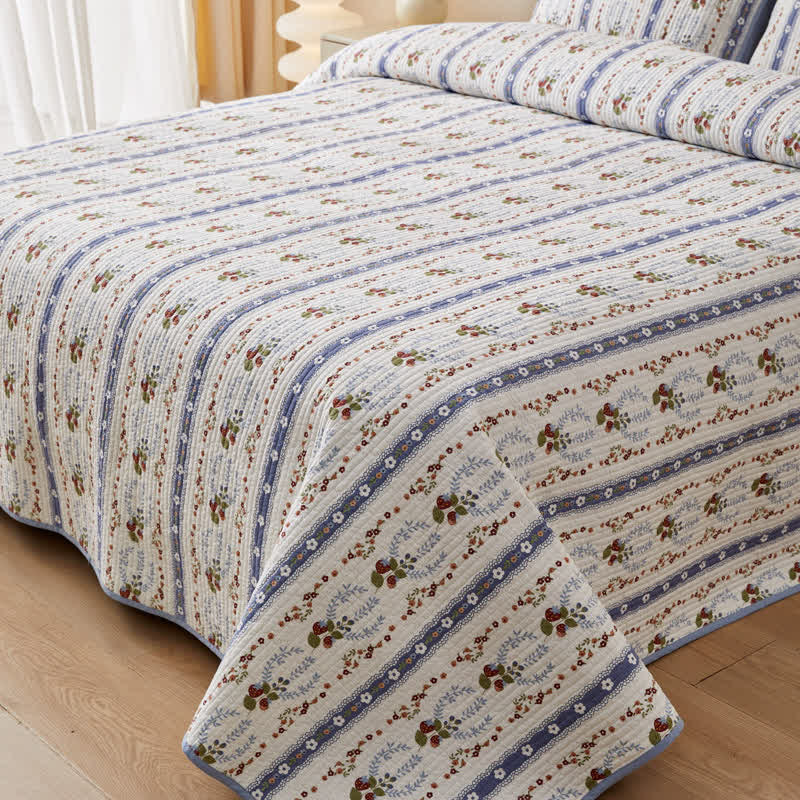 Pure Cotton Floral Quilted Bedding Set | Eco-Friendly 100% Cotton | Queen or King Size