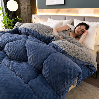 Thick Sherpa Winter Blanket | Soft Polyester with Quilt Core | Available in Twin, Full, Queen, King