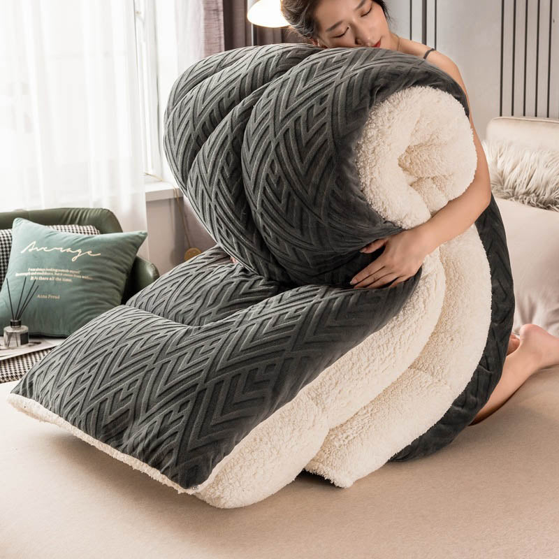 Thick Sherpa Winter Blanket | Soft Polyester with Quilt Core | Available in Twin, Full, Queen, King