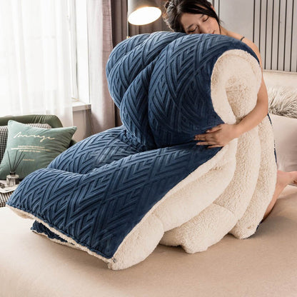 Thick Sherpa Winter Blanket | Soft Polyester with Quilt Core | Available in Twin, Full, Queen, King