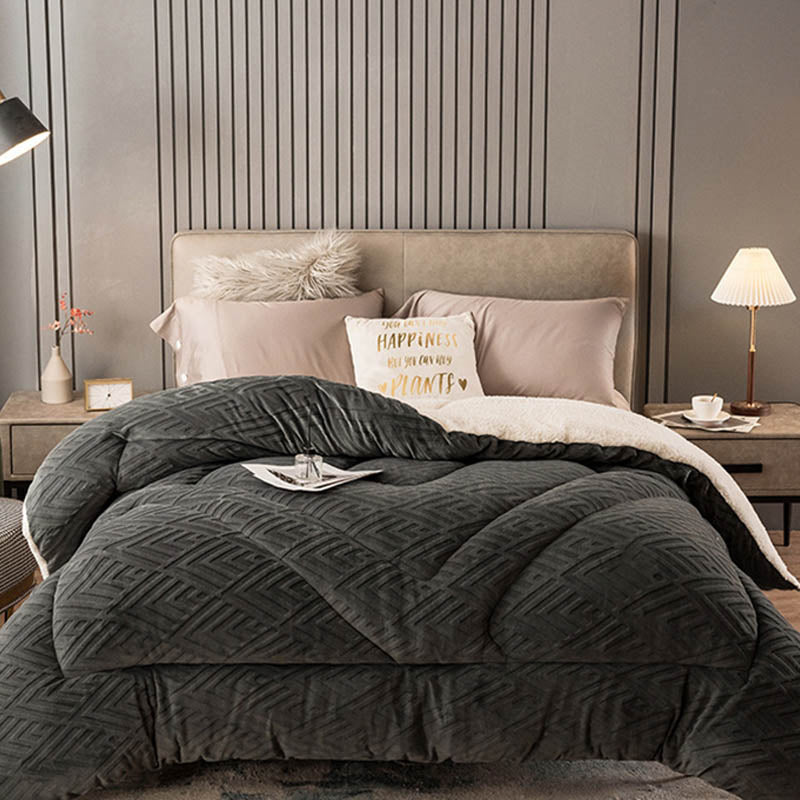 Thick Sherpa Winter Blanket | Soft Polyester with Quilt Core | Available in Twin, Full, Queen, King