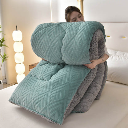 Thick Sherpa Winter Blanket | Soft Polyester with Quilt Core | Available in Twin, Full, Queen, King