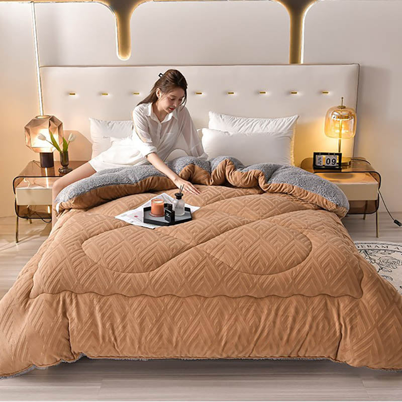 Thick Sherpa Winter Blanket | Soft Polyester with Quilt Core | Available in Twin, Full, Queen, King