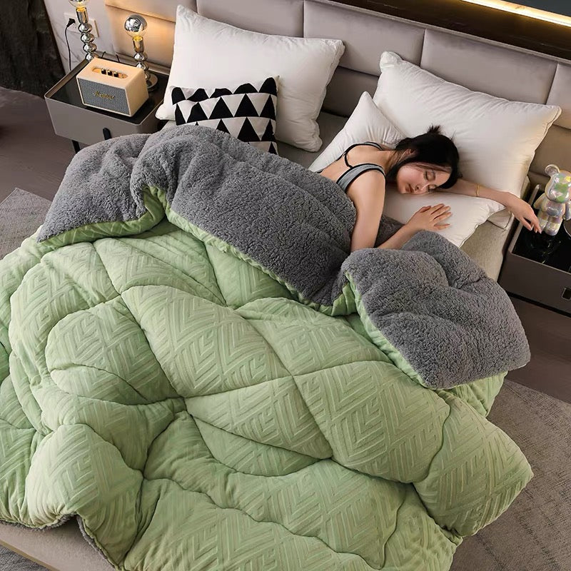 Thick Sherpa Winter Blanket | Soft Polyester with Quilt Core | Available in Twin, Full, Queen, King