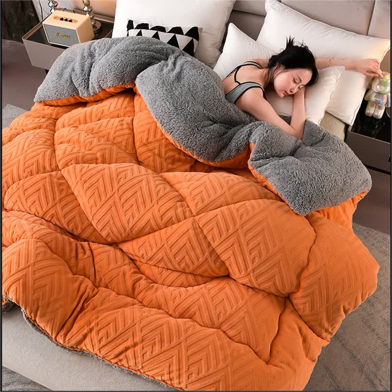 Thick Sherpa Winter Blanket | Soft Polyester with Quilt Core | Available in Twin, Full, Queen, King