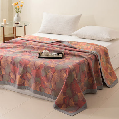 Ginkgo Leaf Quilt | 100% Organic Cotton Gauze | Full, Queen, Cal King, King Sizes