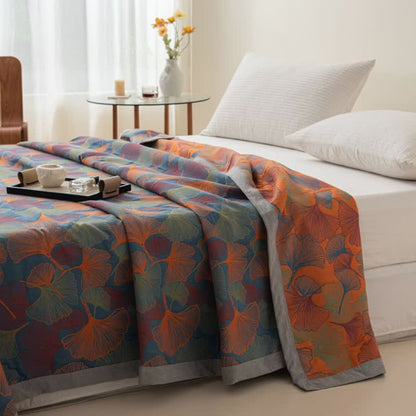 Ginkgo Leaf Quilt | 100% Organic Cotton Gauze | Full, Queen, Cal King, King Sizes