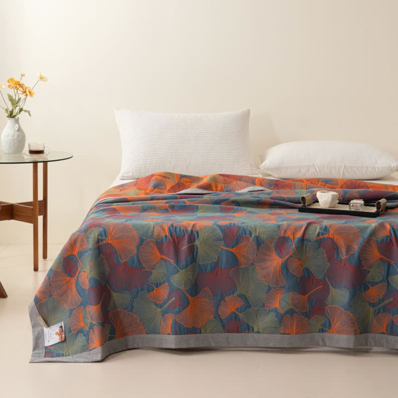 Ginkgo Leaf Quilt | 100% Organic Cotton Gauze | Full, Queen, Cal King, King Sizes