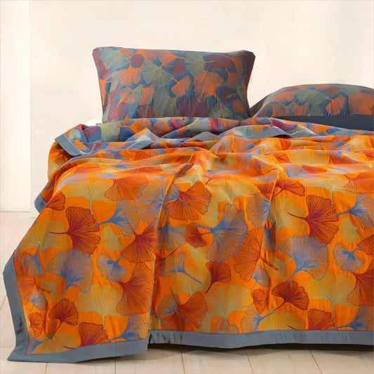 Ginkgo Leaf Quilt | 100% Organic Cotton Gauze | Full, Queen, Cal King, King Sizes