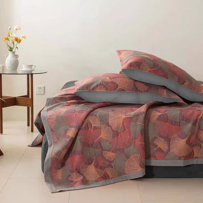 Ginkgo Leaf Quilt | 100% Organic Cotton Gauze | Full, Queen, Cal King, King Sizes
