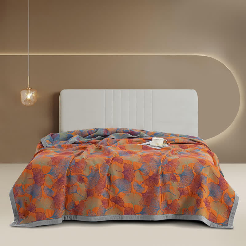 Ginkgo Leaf Quilt | 100% Organic Cotton Gauze | Full, Queen, Cal King, King Sizes