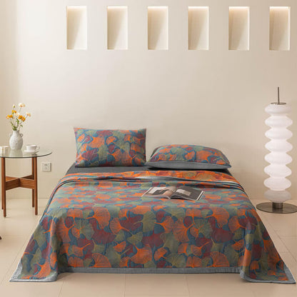 Ginkgo Leaf Quilt | 100% Organic Cotton Gauze | Full, Queen, Cal King, King Sizes