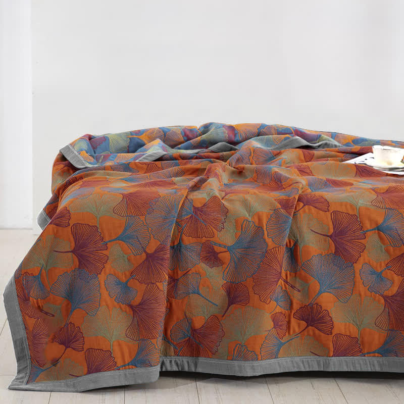 Ginkgo Leaf Quilt | 100% Organic Cotton Gauze | Full, Queen, Cal King, King Sizes