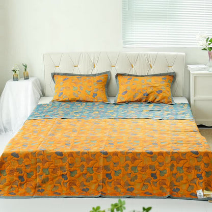 Ginkgo Leaf Quilt | 100% Combed Cotton | Reversible | Full/Queen/King Sizes