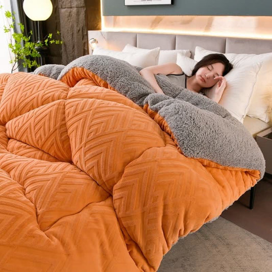 Thick Sherpa Winter Blanket | Soft Polyester with Quilt Core | Available in Twin, Full, Queen, King