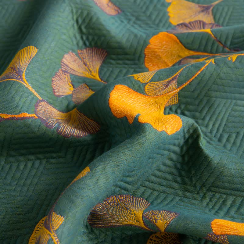 Cotton Gauze Quilt | Ginkgo Leaf Design | Available in Full, Queen, King Sizes