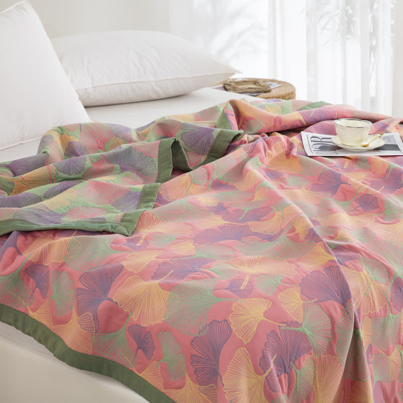 Ginkgo Leaf Quilt | 100% Organic Cotton Gauze | Full, Queen, Cal King, King Sizes