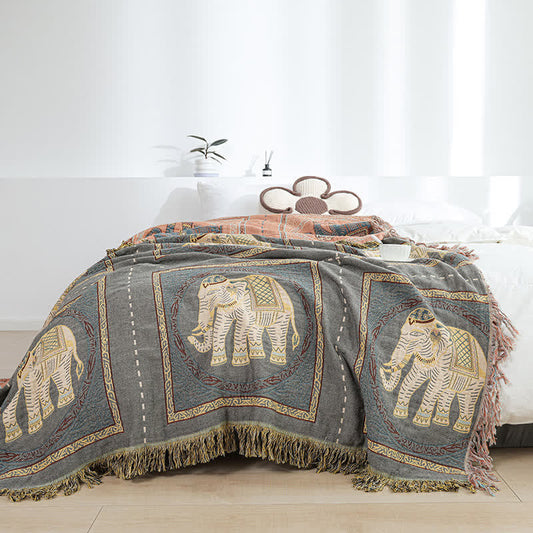 Bohemian Elephant Quilt | 100% Organic Cotton | Full & Queen Sizes