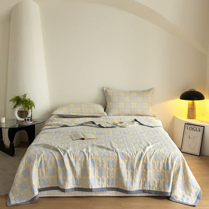 Cotton Gauze Quilt Set | Floral Print | Queen Size with 2 Pillowcases