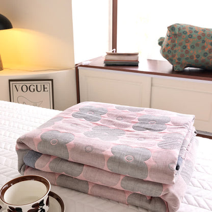 Cotton Gauze Quilt Set | Floral Print | Queen Size with 2 Pillowcases