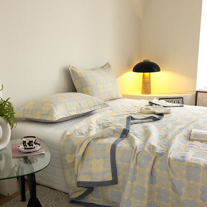 Cotton Gauze Quilt Set | Floral Print | Queen Size with 2 Pillowcases