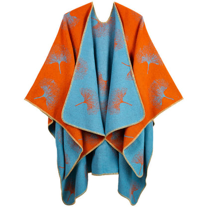 Ginkgo Leaf Travel Shawl | Soft Acrylic | 51" x 59"