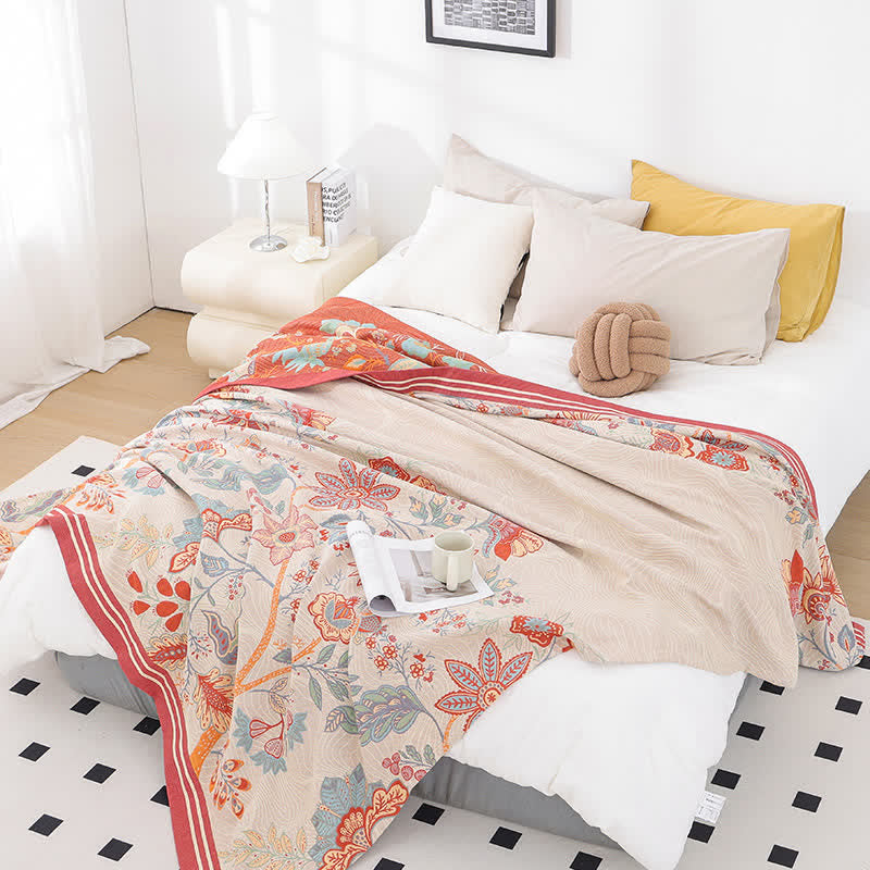 Rustic Floral Cotton Quilt Set | 100% Organic Cotton | King Size with 2 Pillowcases