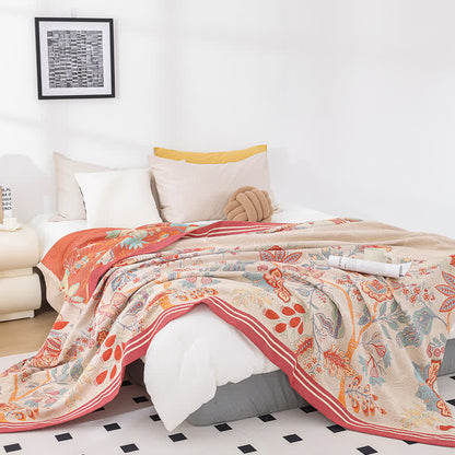 Rustic Floral Cotton Quilt Set | 100% Organic Cotton | King Size with 2 Pillowcases