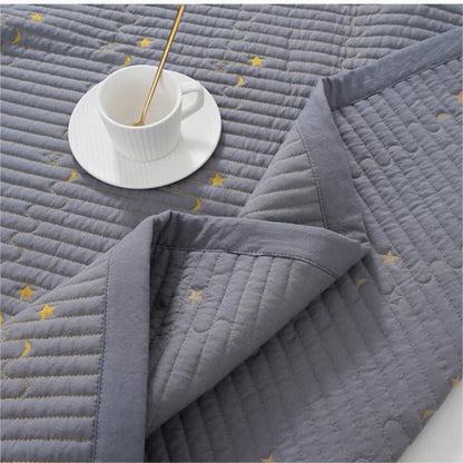 Moon & Star Quilt Set | Premium Polyester | Queen Size, 2 Pillowcases