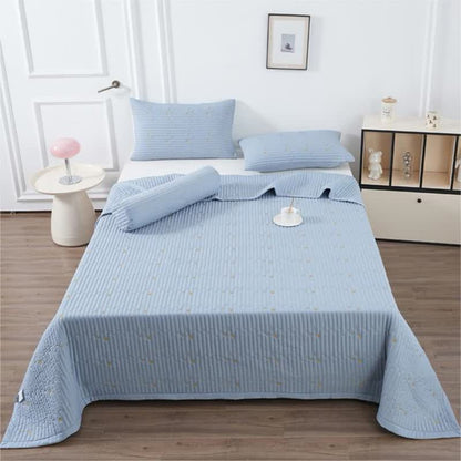 Moon & Star Quilt Set | Premium Polyester | Queen Size, 2 Pillowcases