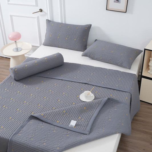 Moon & Star Quilt Set | Premium Polyester | Queen Size, 2 Pillowcases