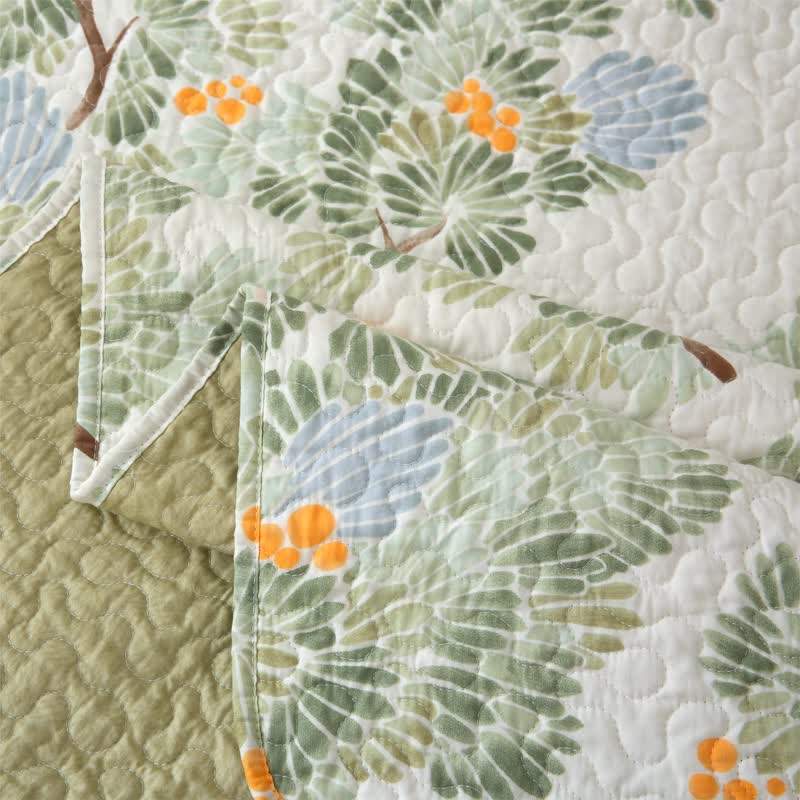 Pure Cotton Rustic Tree Quilted Bedding | 100% Organic Cotton | Full/Queen/King Options