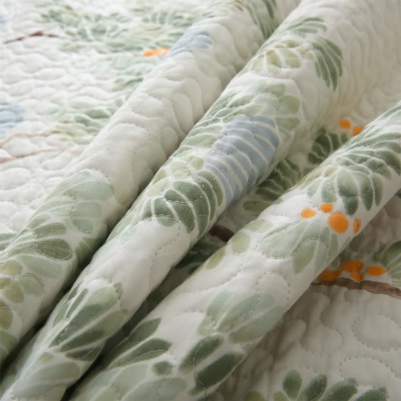 Pure Cotton Rustic Tree Quilted Bedding | 100% Organic Cotton | Full/Queen/King Options