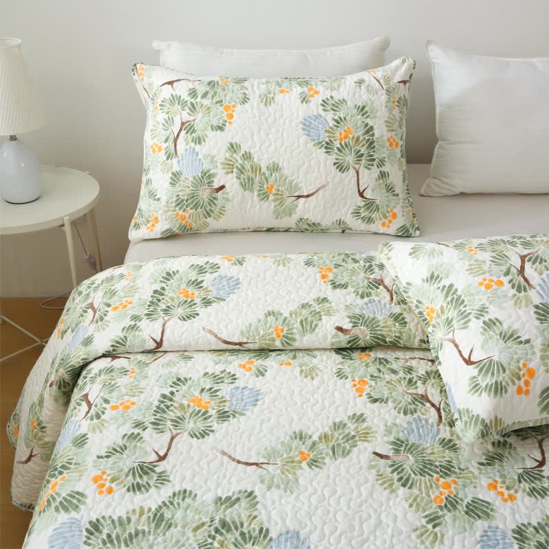 Pure Cotton Rustic Tree Quilted Bedding | 100% Organic Cotton | Full/Queen/King Options