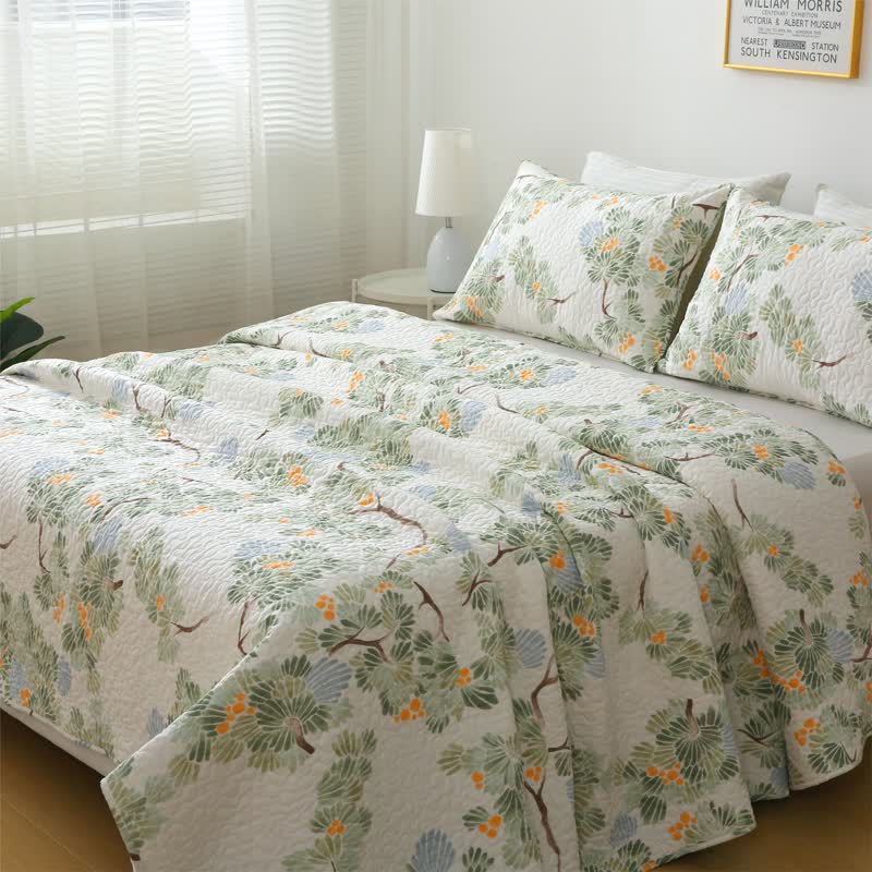 Pure Cotton Rustic Tree Quilted Bedding | 100% Organic Cotton | Full/Queen/King Options