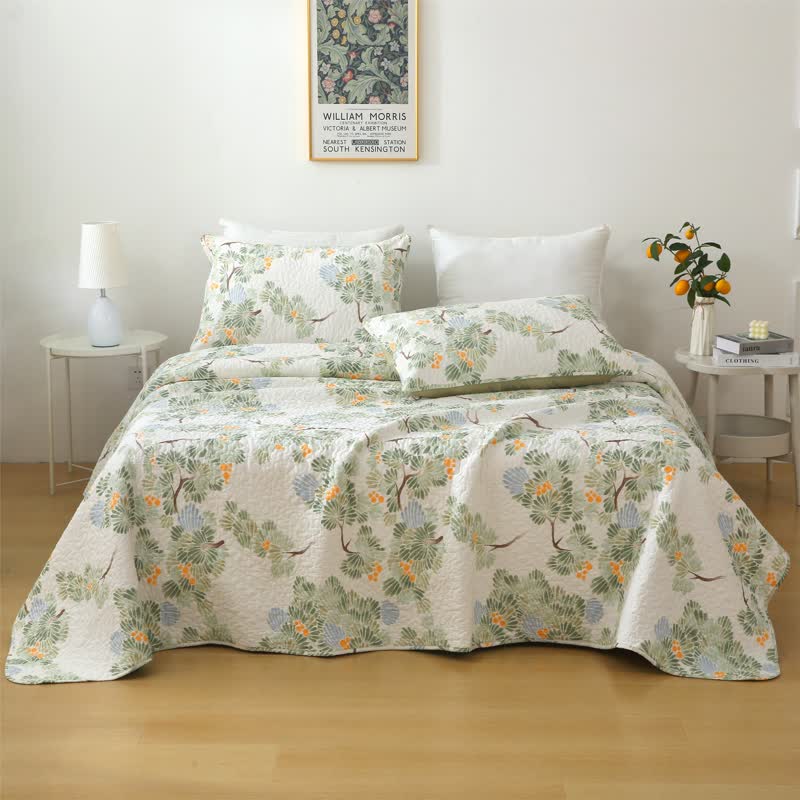 Pure Cotton Rustic Tree Quilted Bedding | 100% Organic Cotton | Full/Queen/King Options