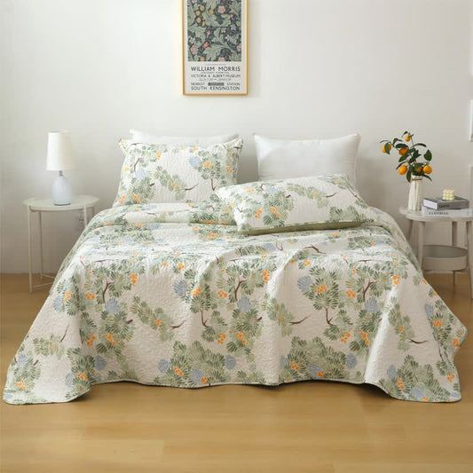Pure Cotton Rustic Tree Quilted Bedding | 100% Organic Cotton | Full/Queen/King Options