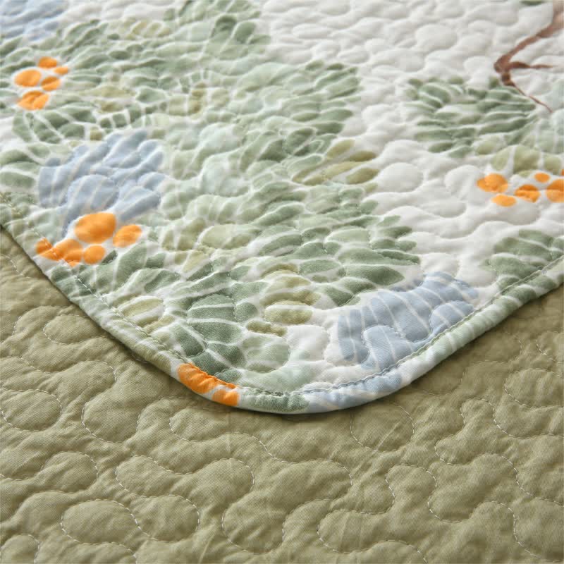 Pure Cotton Rustic Tree Quilted Bedding | 100% Organic Cotton | Full/Queen/King Options