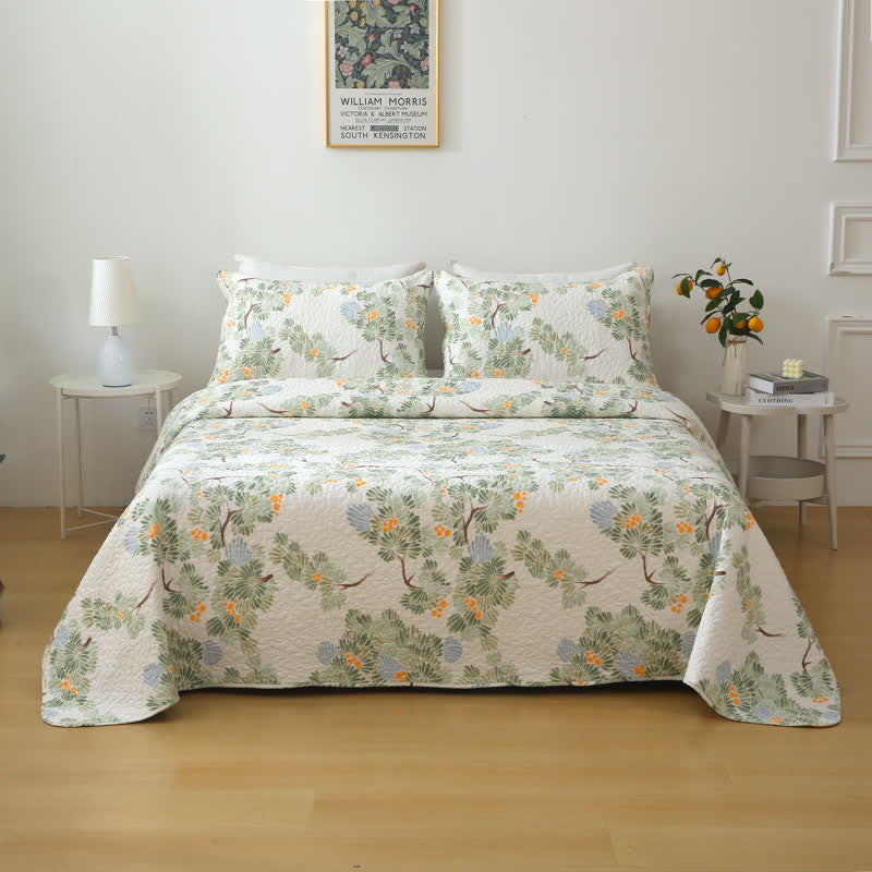Pure Cotton Rustic Tree Quilted Bedding | 100% Organic Cotton | Full/Queen/King Options