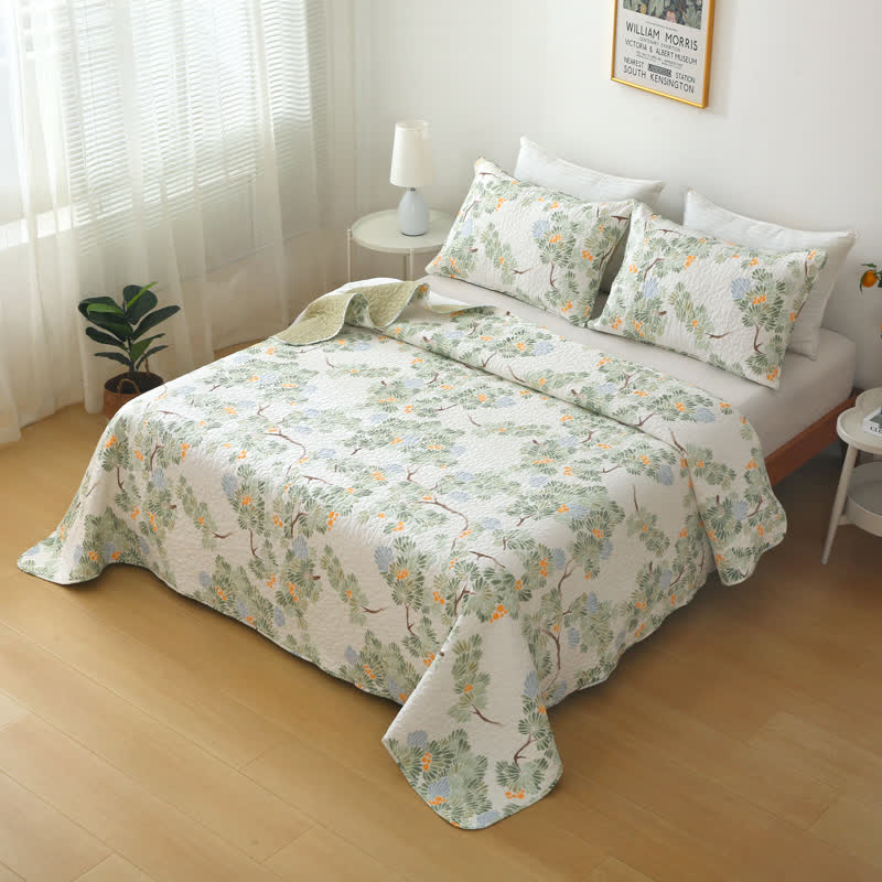 Pure Cotton Rustic Tree Quilted Bedding | 100% Organic Cotton | Full/Queen/King Options