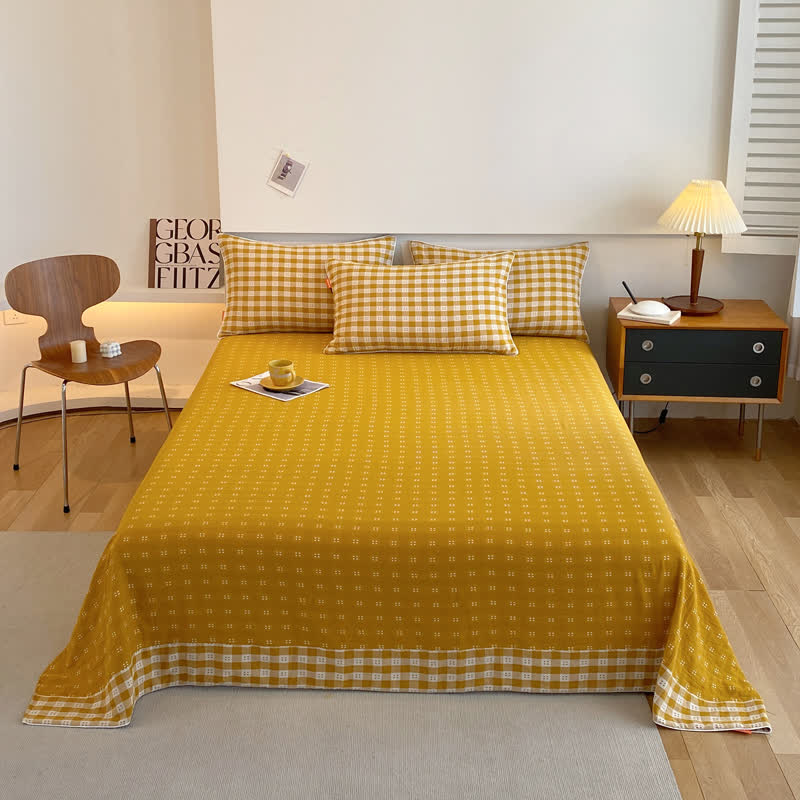 Cotton Gauze Plaid Coverlet | 100% Organic Cotton | Twin Size