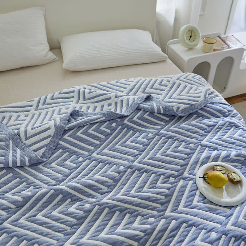Pure Cotton Reversible Quilt | Geometric Pattern | Full/Queen Size