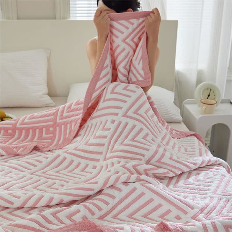 Pure Cotton Reversible Quilt | Geometric Pattern | Full/Queen Size