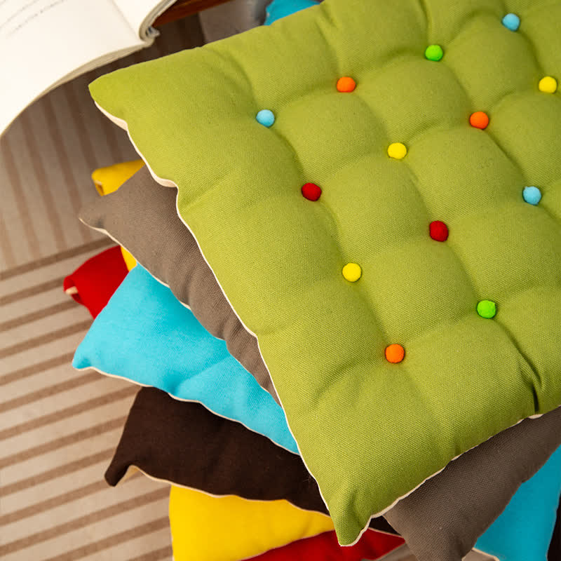 Square Decorative Floor Cushion | Soft Polyester with Colorful Dots | 16" x 16"