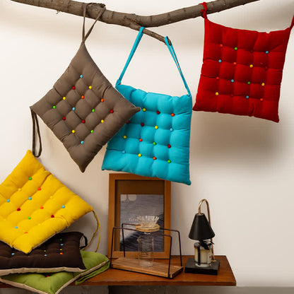Square Decorative Floor Cushion | Soft Polyester with Colorful Dots | 16" x 16"