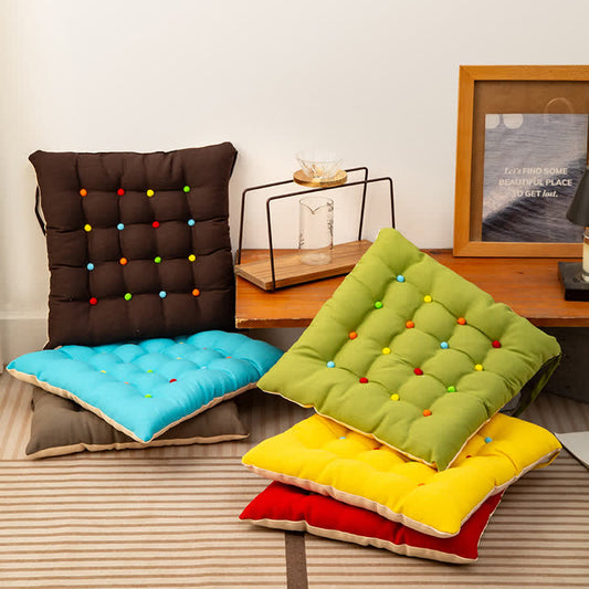Square Decorative Floor Cushion | Soft Polyester with Colorful Dots | 16" x 16"