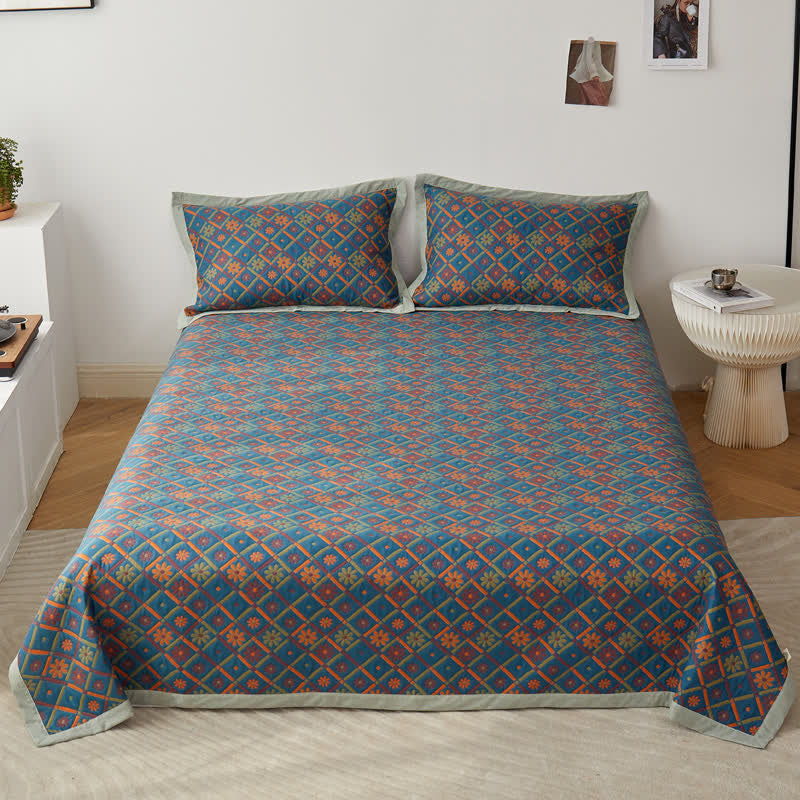 Cotton Gauze Quilt Set | Breathable 3-Layer Design | Queen Size with Pillowcases